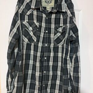 Black and White Plaid Button-Up Shirt